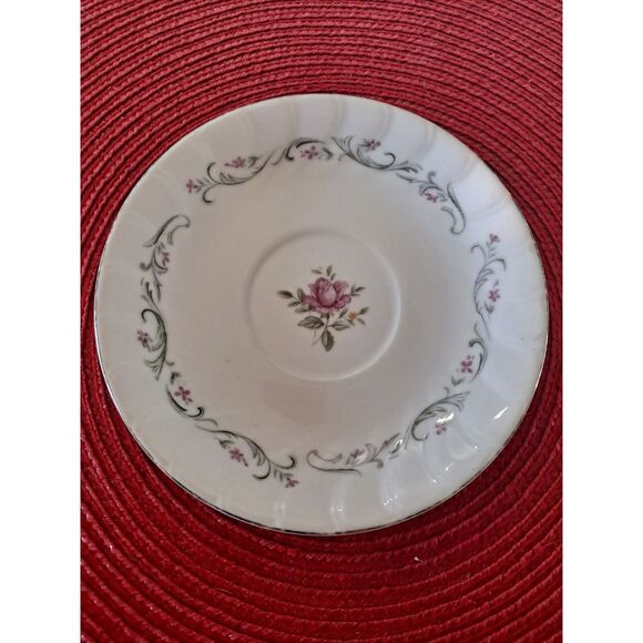 Other - One‎ 6" Royal Swirl Fine China Japan Pink Rose Saucer